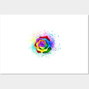 Colorful Rainbow Rose Posters and Art